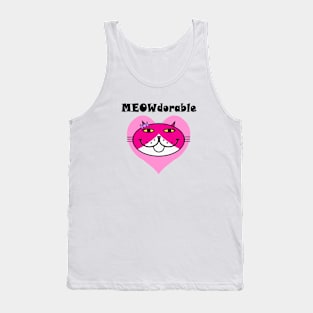 MEOWdorable - PURRty Pink Kitty Face on a Pink Heart Tank Top